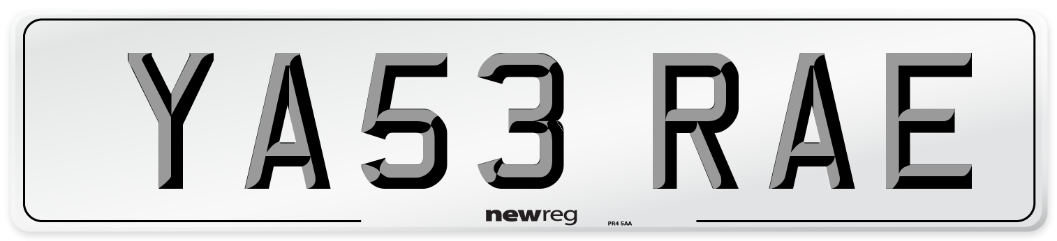 YA53 RAE Number Plate from New Reg